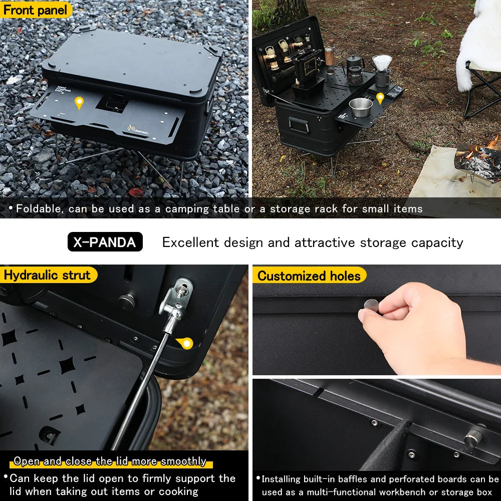 Deerest Multifunctional Outdoor Camping Box IGT Aluminium Case Lightweight Modular Combo Accessories for Picnic Motorcycle Trunk