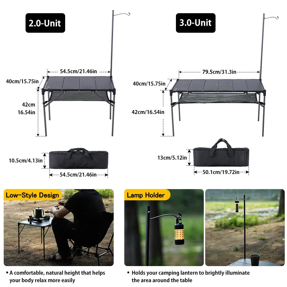 Soomloom Ultra-Light Expandable IGT Table - All-Direction Expandable Outdoor Table with Lantern Stand for Camping Picnics Hiking