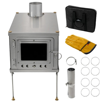 Foldable titanium wood-burning stove lightweight compact durable portable folding wood burning outdoor camping hiking bushcraft
