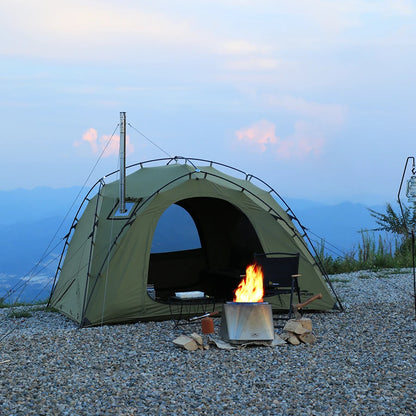 Soomloom Double Y-Shaped Pole Tent with VIKING Bonfire Chimney Hole T/C Material Fire Retardant Waterproof Outdoor Camping Tent