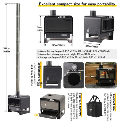Soomloom Multifunctional Wood Stove KAKA Black Camping Fireplace for Tent Heating Cooking Portable Camping Outdoor Bonfire Stove