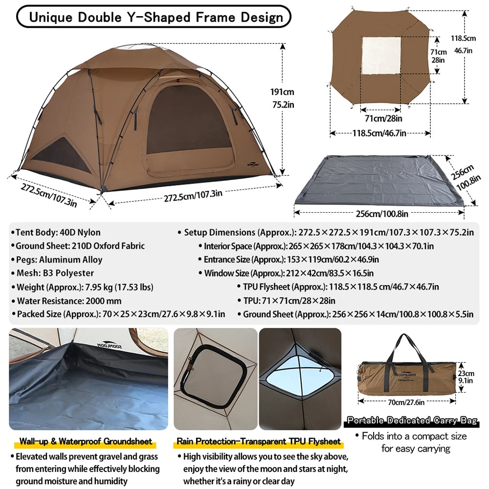 Soomloom Double Y-Shaped Pole Lightweight Tent VIKING UL 40D Nylon Skyview Dome Tent for Family & Couple Camping/Outdoor Shelter