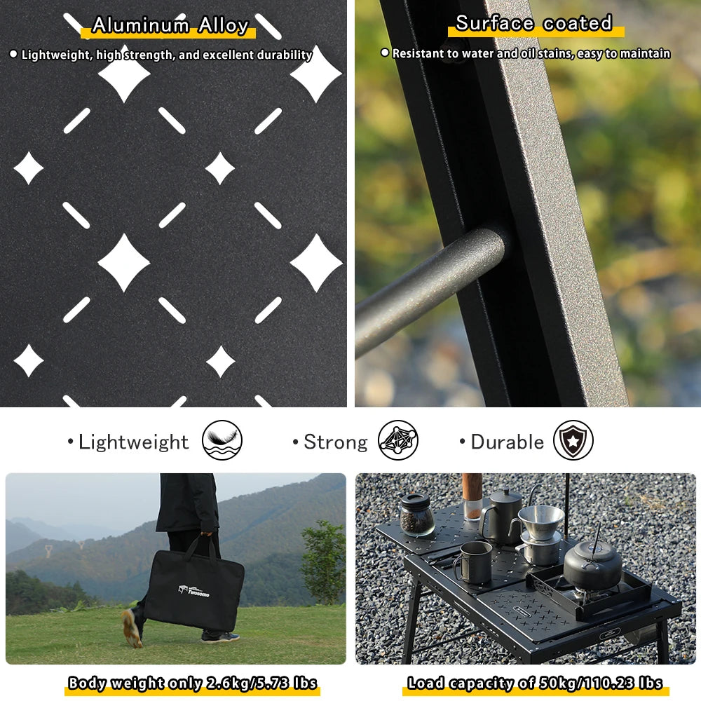 Deerest 2-Unit Folding Camping Table, Aluminum Top Modular & Expandable, Lightweight, Compact, Durable, IGT Outdoor Table
