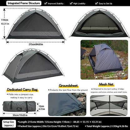 Soomloom Outdoor Trekking Tent Hiking Tent Lightweight Spacious Portable Backpacking Tents for Camping Mountaineering Hiking