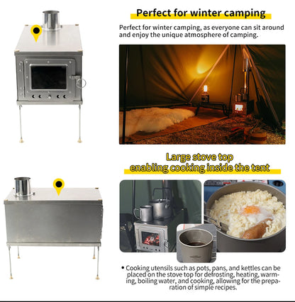 Foldable titanium wood-burning stove lightweight compact durable portable folding wood burning outdoor camping hiking bushcraft