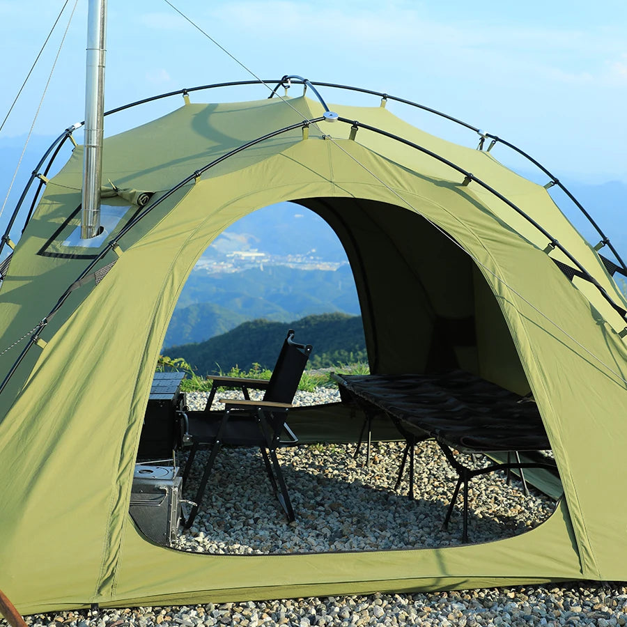 Soomloom Double Y-Shaped Pole Tent with VIKING Bonfire Chimney Hole T/C Material Fire Retardant Waterproof Outdoor Camping Tent