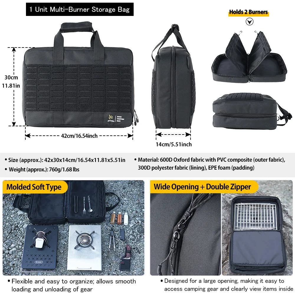 Soomloom 1-Unit Burner Storage Bag, Lightweight Durable Water-repellent 600D Oxford Fabric Outdoor Multi-Storage Bag for Burner