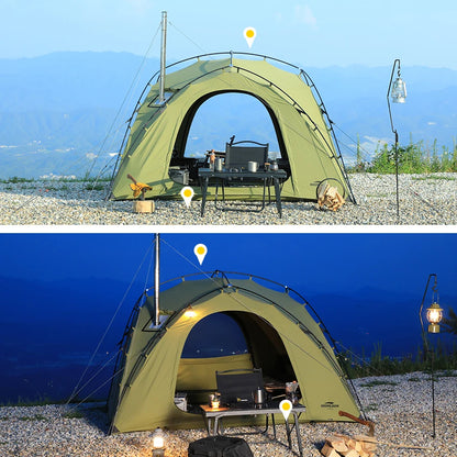 Soomloom Double Y-Shaped Pole Tent with VIKING Bonfire Chimney Hole T/C Material Fire Retardant Waterproof Outdoor Camping Tent
