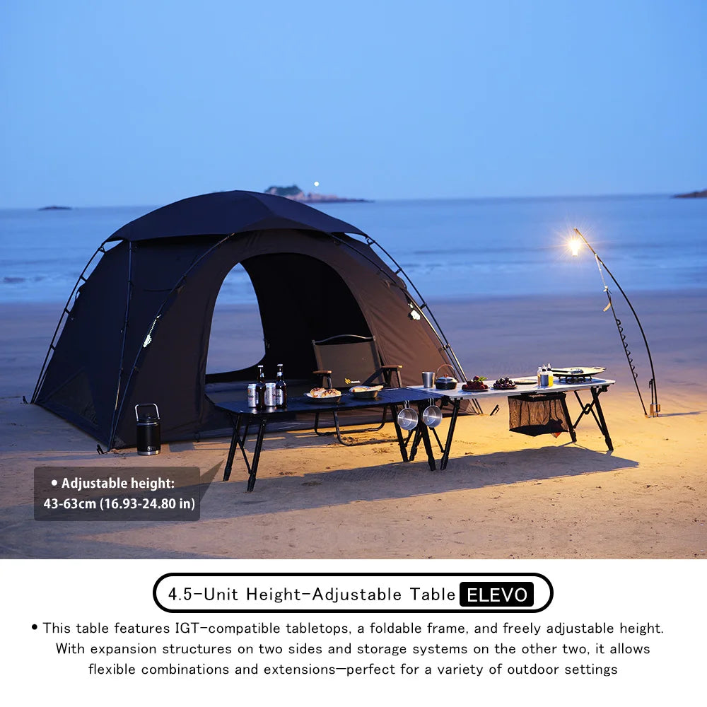 Soomloom 4.5-Unit Adjustable Height Folding IGT Camping Table - Aluminum Alloy Expandable Table for Outdoor Cooking and Dining