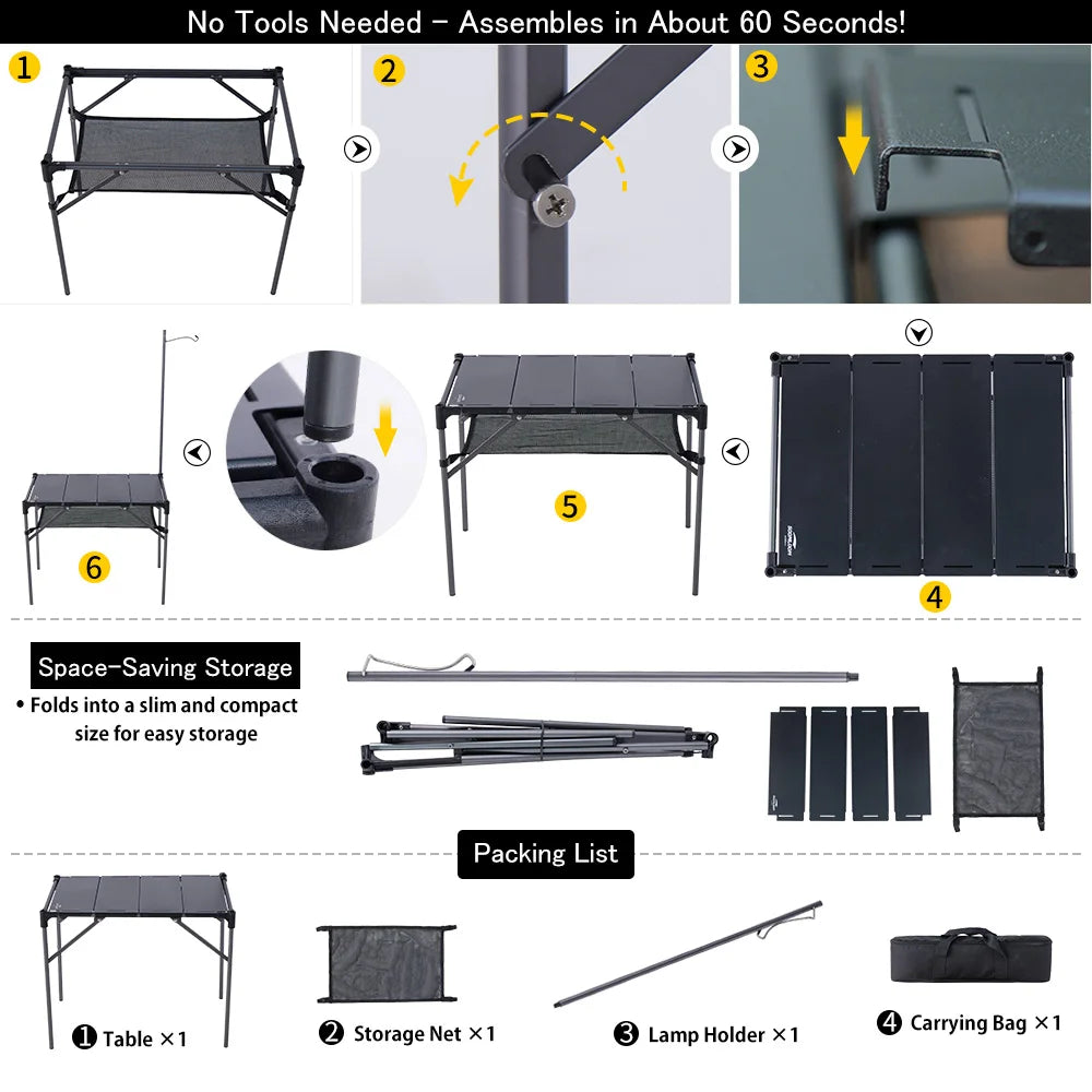 Soomloom Ultra-Light Expandable IGT Table - All-Direction Expandable Outdoor Table with Lantern Stand for Camping Picnics Hiking