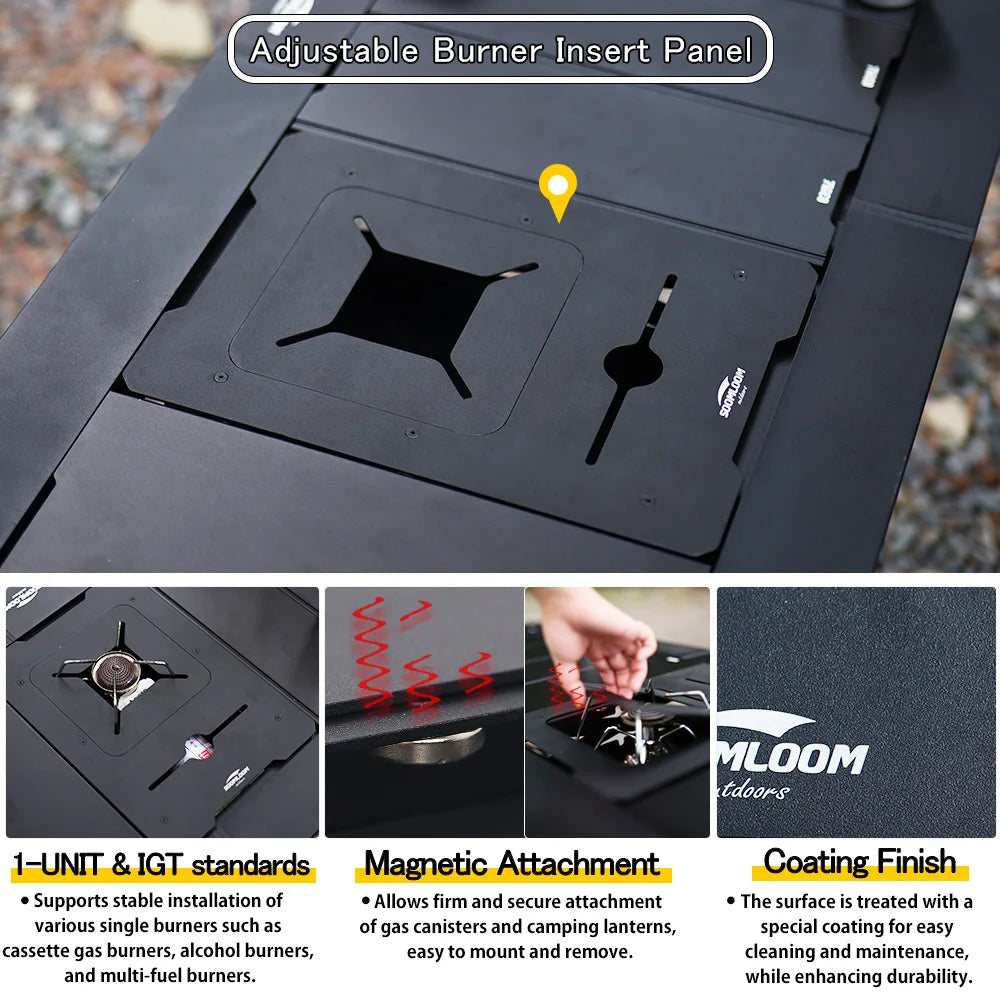 Soomloom 1-Unit Adjustable Burner Insert Panel for IGT Table – Camping Stove Plate Compatible with SOTO ST-310, Alcohol Burners