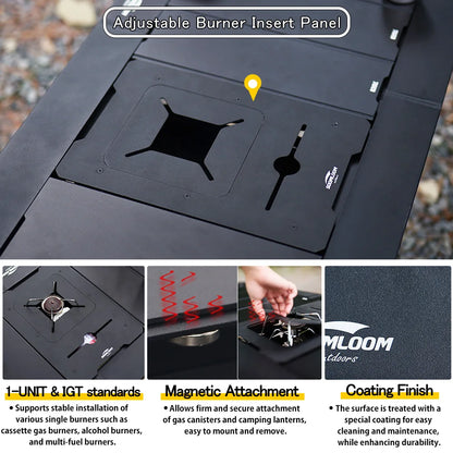 Soomloom 1-Unit Adjustable Burner Insert Panel for IGT Table – Camping Stove Plate Compatible with SOTO ST-310, Alcohol Burners