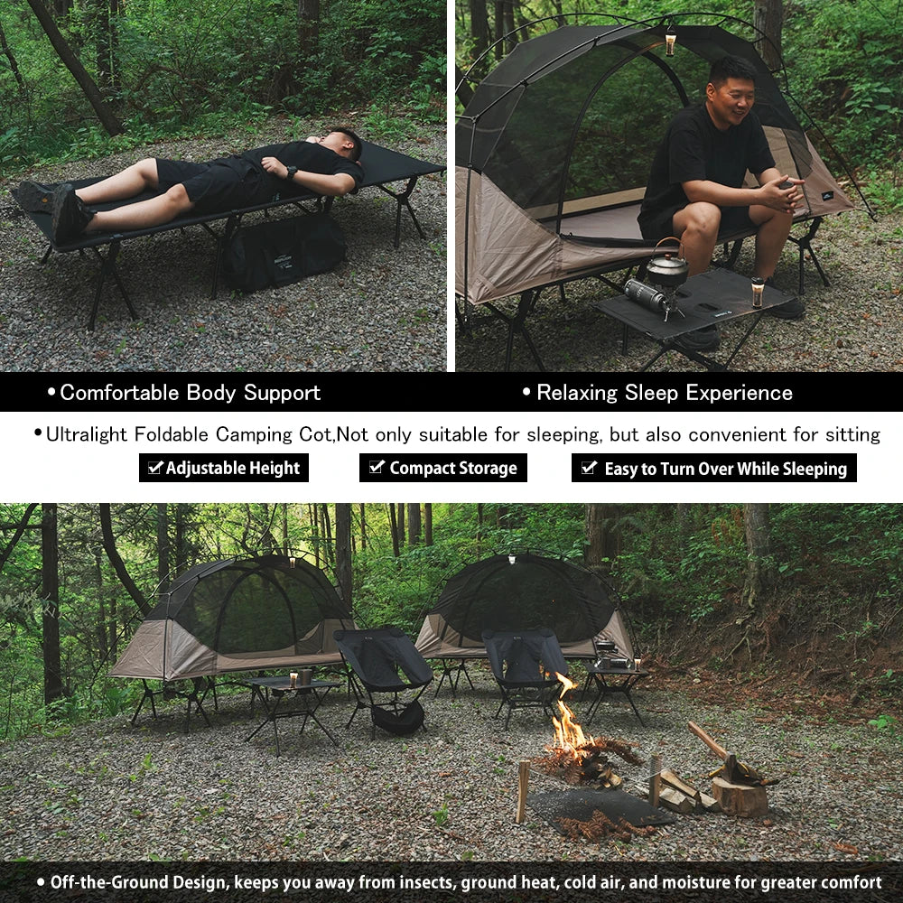 Soomloom Camping Cot - 210X76/190X65cm Easy Setup Portable Folding Bed, Ultralight Aluminum Alloy Camping Bed for Outdoor Hiking