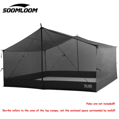 Soomloom Mesh Screen for 5×4M Tarp – Lightweight Mosquito Tent with Skirt, Insect-Proof Mesh Shelter for Summer Outdoor Camping