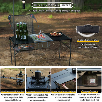 Soomloom Ultra-Light Expandable IGT Table - All-Direction Expandable Outdoor Table with Lantern Stand for Camping Picnics Hiking