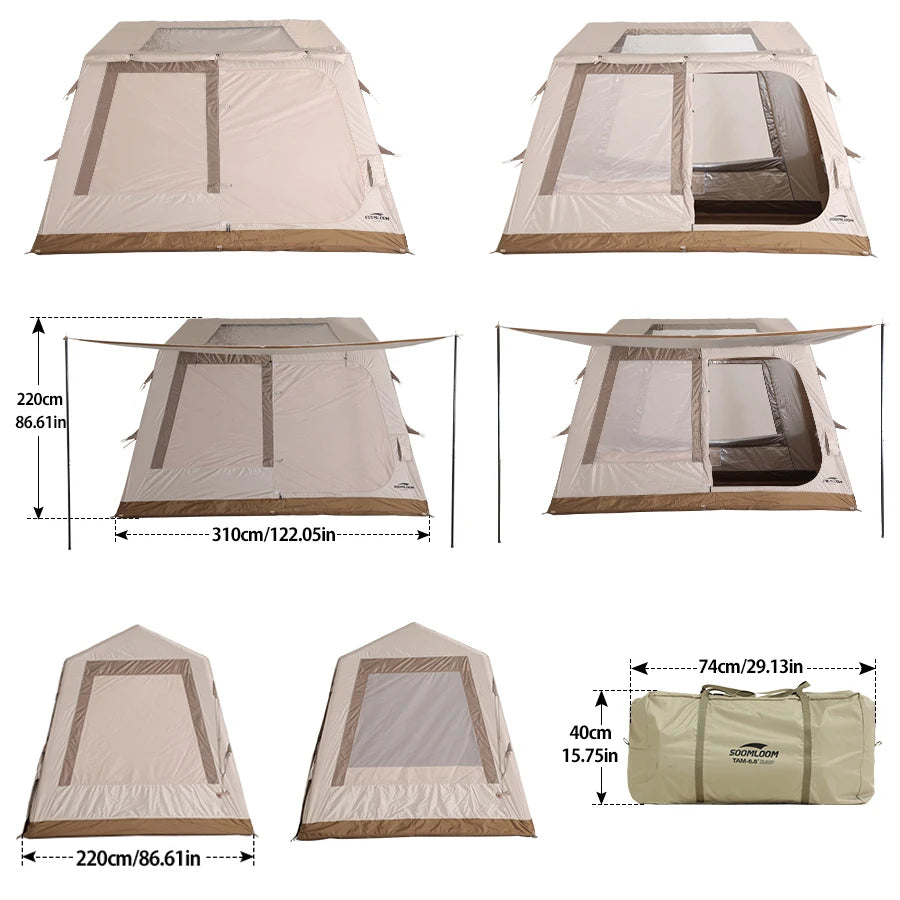 Soomloom Inflatable Tent TAM6.8 Easy Setup Large Air Tent Air Beam Cabin for Family Couples Camping Outdoor Events Travel