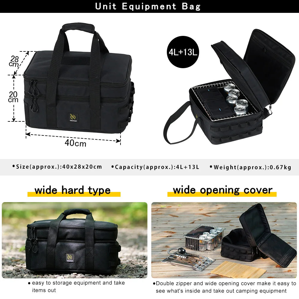 Deerest 2-layer Unit IGT Euipment Storage Bag 900D Oxford Cloth Outdoor Camping Portable Waterptoof Multifunctional Storage Bag