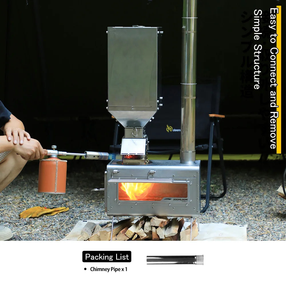 Soomloom Wood Stove Accessories Chimney Extension Pipe Stainless Steel Extendable Chimney Pipe for Camping Firewood Stove