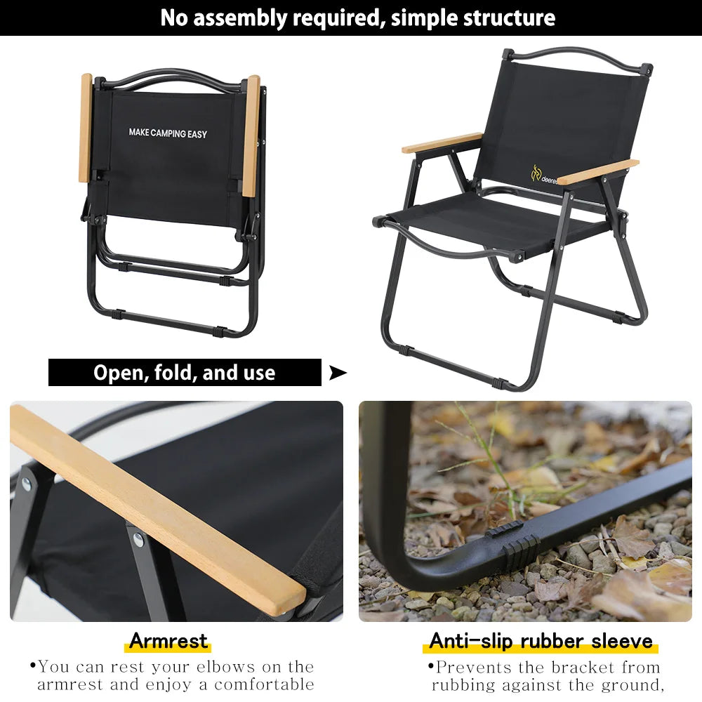 Deerest Camping Folding Chair Outdoor Travel Lounge Lawn Seat Fishing Beach Relax Lightweight Outdoor Portable Kermit Chair