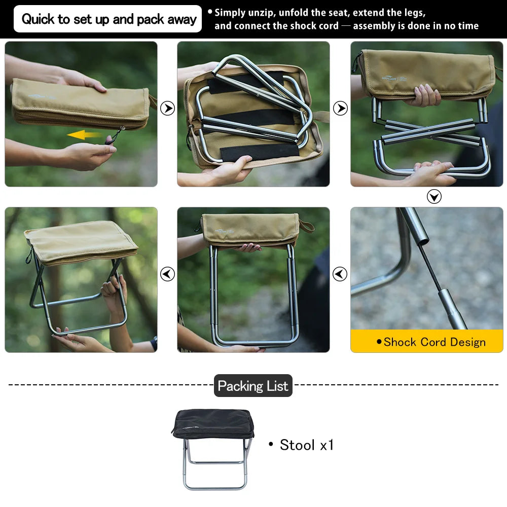 Soomloom Ultra-Light Folding Camping Stool Outdoor Portable Minin Storage Chair for Hiking Fishing Festivals Outdoor Activities