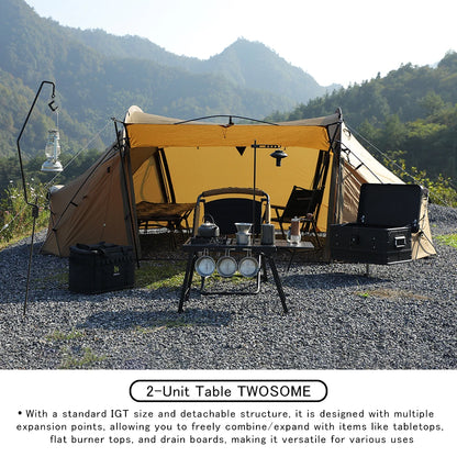 Deerest 2-Unit Folding Camping Table, Aluminum Top Modular & Expandable, Lightweight, Compact, Durable, IGT Outdoor Table
