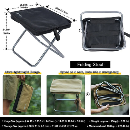 Soomloom Ultra-Light Folding Camping Stool Outdoor Portable Minin Storage Chair for Hiking Fishing Festivals Outdoor Activities