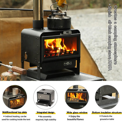 Soomloom Multifunctional Wood Stove KAKA Black Camping Fireplace for Tent Heating Cooking Portable Camping Outdoor Bonfire Stove