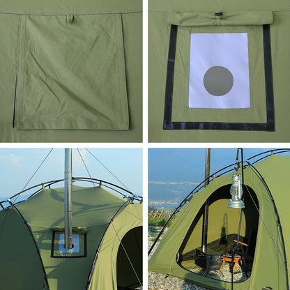Soomloom Double Y-Shaped Pole Tent with VIKING Bonfire Chimney Hole T/C Material Fire Retardant Waterproof Outdoor Camping Tent