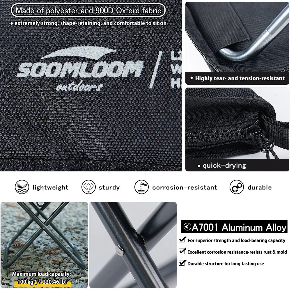 Soomloom Ultra-Light Folding Camping Stool Outdoor Portable Minin Storage Chair for Hiking Fishing Festivals Outdoor Activities