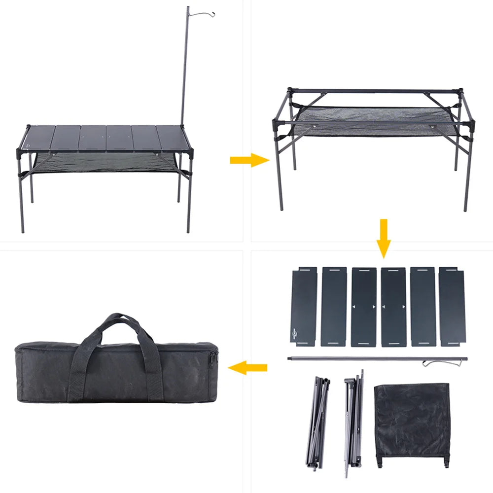 Soomloom Ultra-Light Expandable IGT Table - All-Direction Expandable Outdoor Table with Lantern Stand for Camping Picnics Hiking