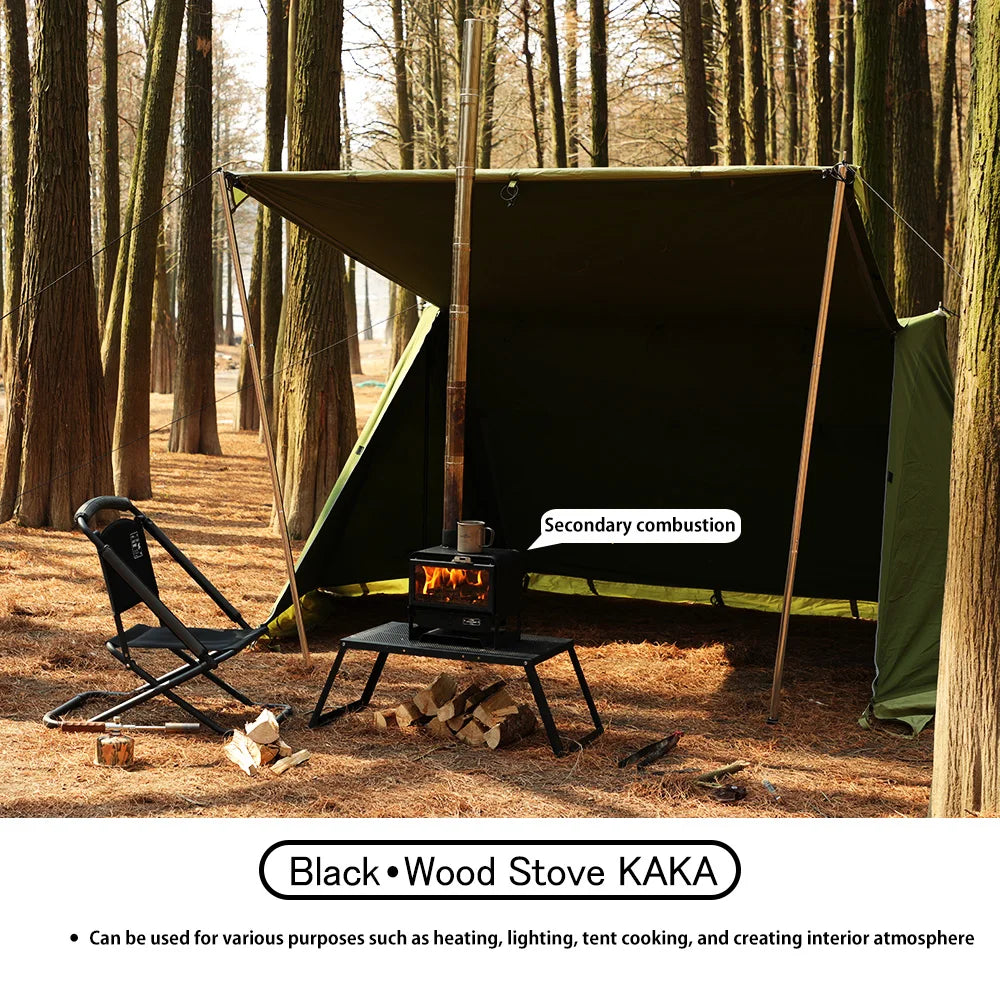 Soomloom Multifunctional Wood Stove KAKA Black Camping Fireplace for Tent Heating Cooking Portable Camping Outdoor Bonfire Stove