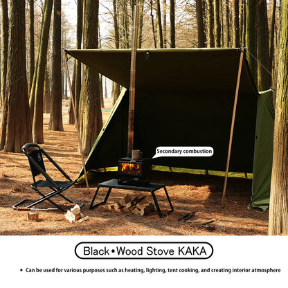 Soomloom Multifunctional Wood Stove KAKA Black Camping Fireplace for Tent Heating Cooking Portable Camping Outdoor Bonfire Stove