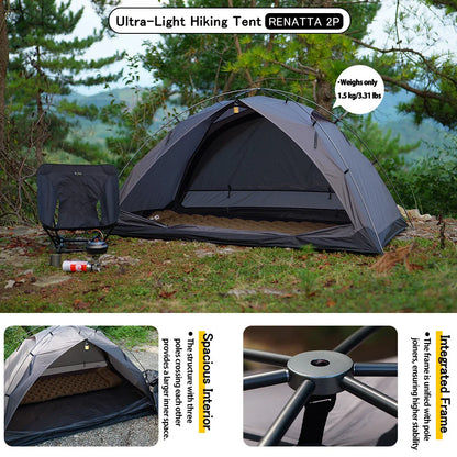 Soomloom Outdoor Trekking Tent Hiking Tent Lightweight Spacious Portable Backpacking Tents for Camping Mountaineering Hiking