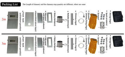 Soomloom Titanium Folding Stove with 2m/3m Chimney Lightweight 0.8mm Titanium Wood Stove for Outdoor Camping Hiking Bushcraft