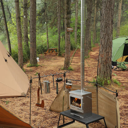 Soomloom Stainless Steel Outdoor Camping Fireplace Portable Secondary Burning Wood Stove Firewood Heater for Cozy Adventures