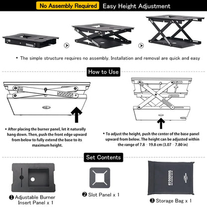 Soomloom 1-Unit Adjustable Burner Insert Panel for IGT Table – Camping Stove Plate Compatible with SOTO ST-310, Alcohol Burners