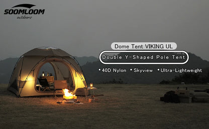 Soomloom Double Y-Shaped Pole Lightweight Tent VIKING UL 40D Nylon Skyview Dome Tent for Family & Couple Camping/Outdoor Shelter