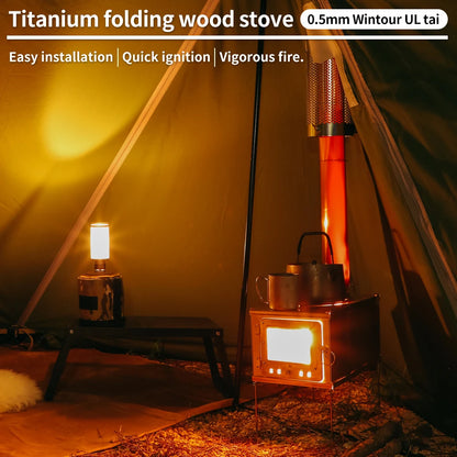 Foldable titanium wood-burning stove lightweight compact durable portable folding wood burning outdoor camping hiking bushcraft