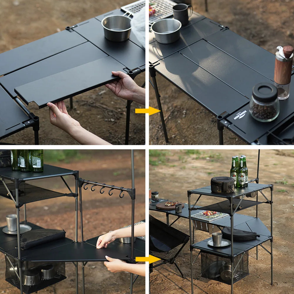 Soomloom Ultra-Light Expandable IGT Table - All-Direction Expandable Outdoor Table with Lantern Stand for Camping Picnics Hiking