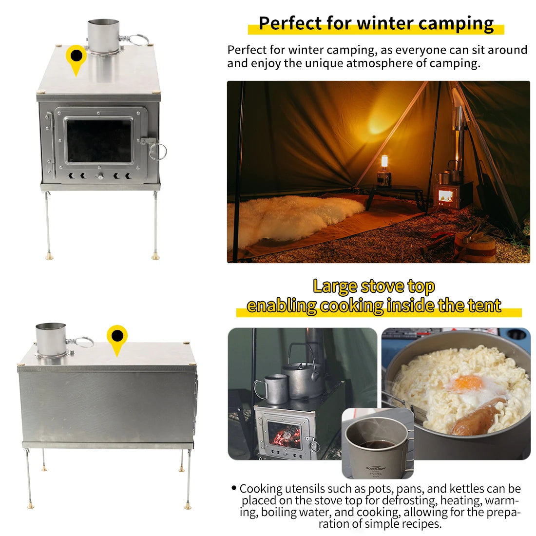 Foldable titanium wood-burning stove lightweight compact durable portable folding wood burning outdoor camping hiking bushcraft