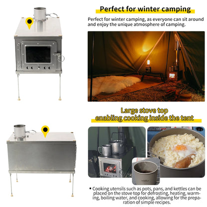 Foldable titanium wood-burning stove lightweight compact durable portable folding wood burning outdoor camping hiking bushcraft