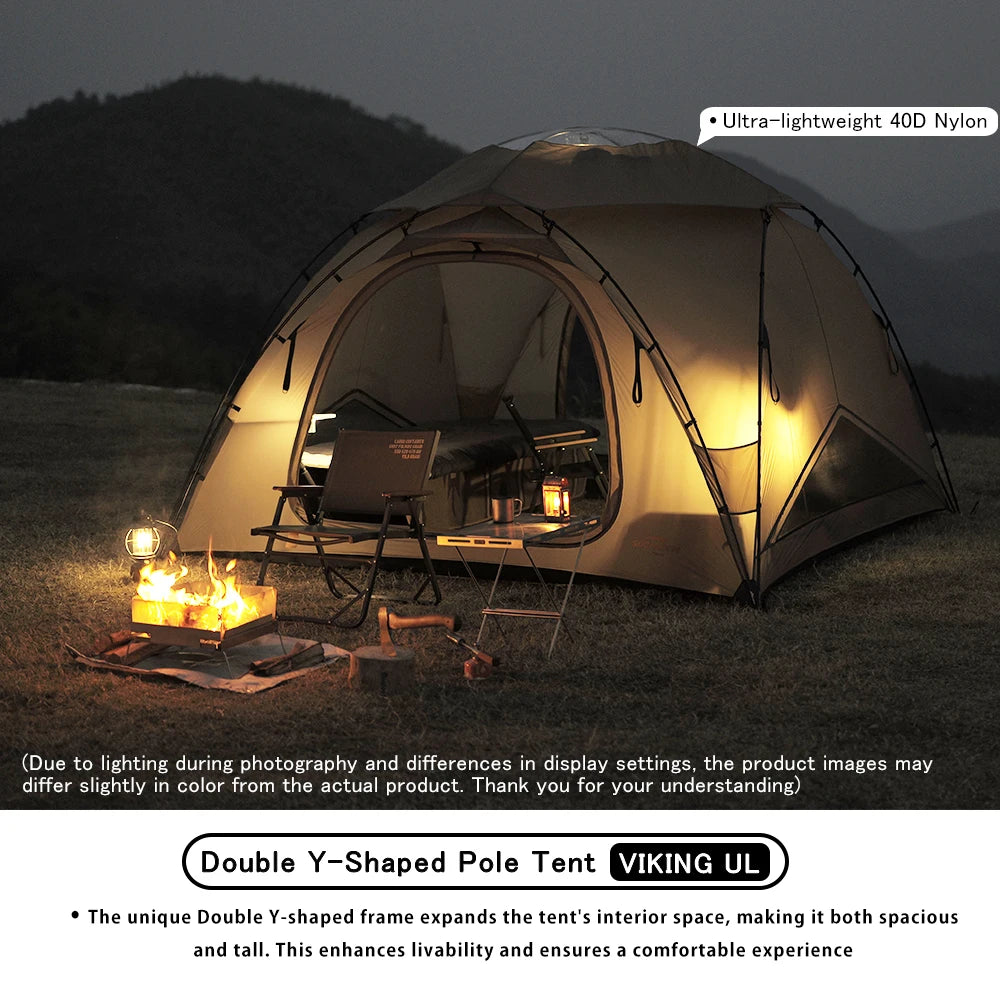 Soomloom Double Y-Shaped Pole Lightweight Tent VIKING UL 40D Nylon Skyview Dome Tent for Family & Couple Camping/Outdoor Shelter