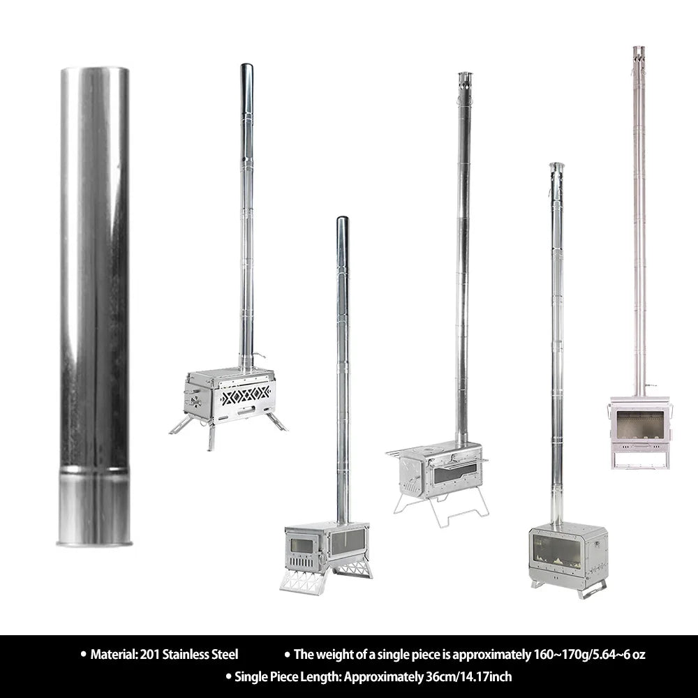 Soomloom Wood Stove Accessories Chimney Extension Pipe Stainless Steel Extendable Chimney Pipe for Camping Firewood Stove