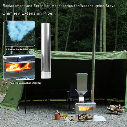 Soomloom Wood Stove Accessories Chimney Extension Pipe Stainless Steel Extendable Chimney Pipe for Camping Firewood Stove