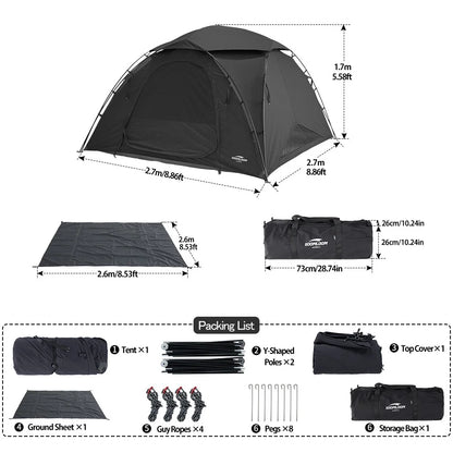 Soomloom T/C Fabric Camping Tent VIKING 3.0– Double Y-Shaped Pole 4-Season Tent, Spark-Resistant T/C Polycotton Sunshade Shelter